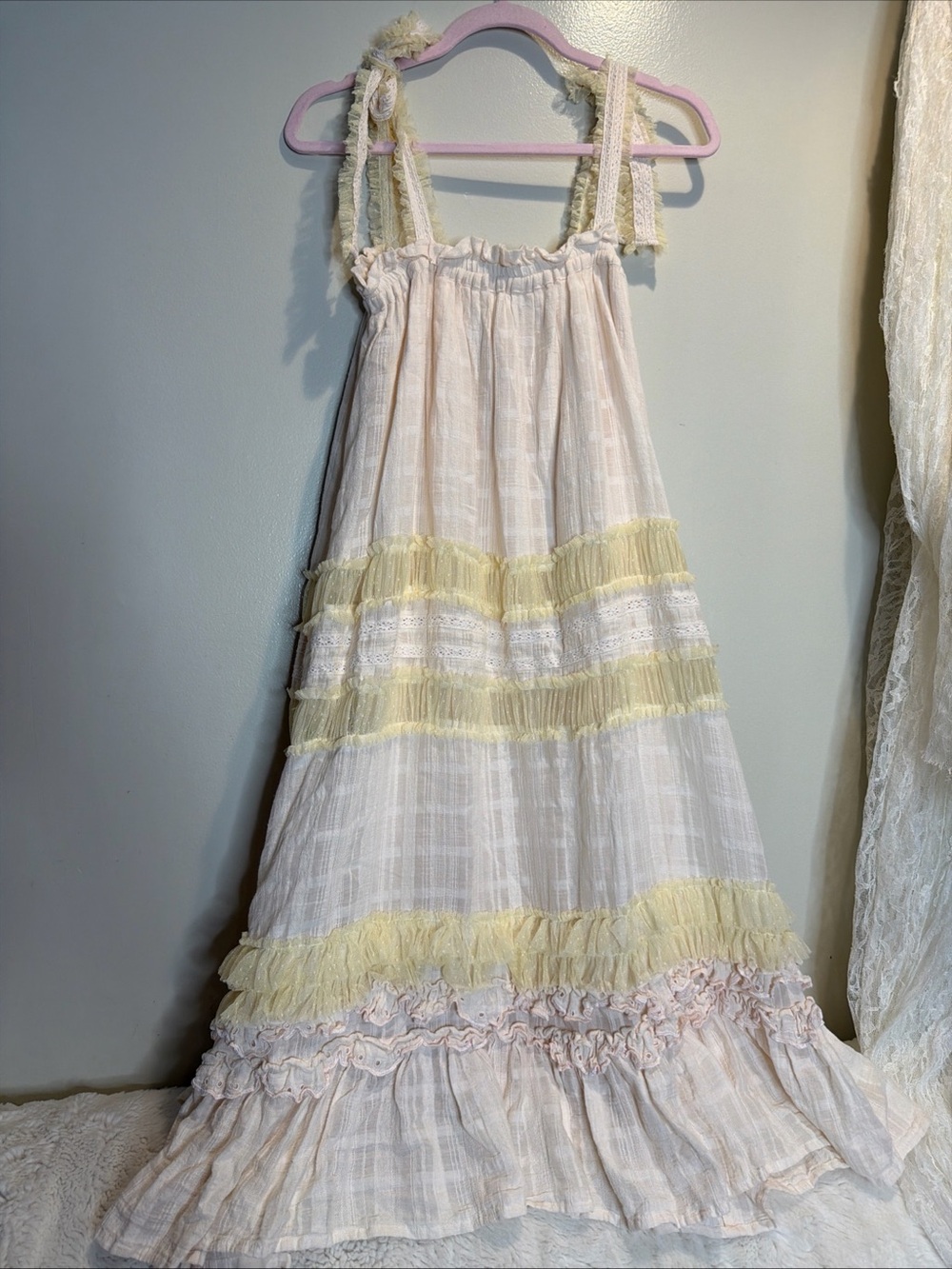 Rare Fillyboo Charm Your Way Camisole Lace Ruffles Cutwork Midi Dress S - Picture 8 of 8
